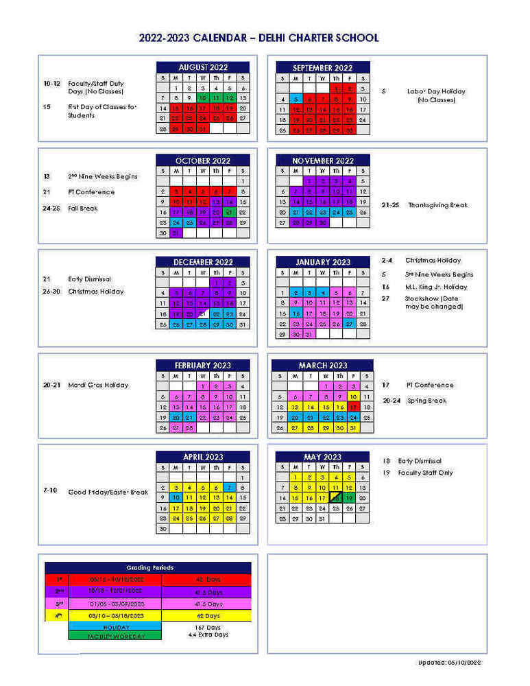 2022 2023 School Calendar Delhi Charter School