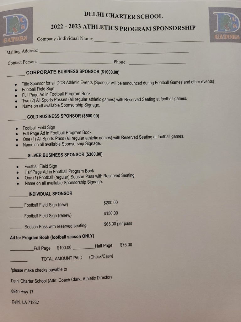 Sponsorship Registration Form
